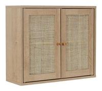 AltoBuy Maya - Armoire Murale 2 Portes Effet Bois et Façades Rotin