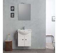 ARMOIRE MURALE 58CM AVEC LAVABO, MIROIR ET SÉRIE EASY CHÊNE BLANC CLAIR