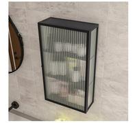 Armoire Murale à 3 étages avec Portes en Verre - Polyvalente Armoire Murale de présentation & Armoire à médicaments pour Salon, Chambre à Coucher, Cuisine, 35cm x 15cm x 60cm,Noir,Left Door