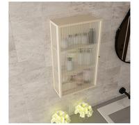 Armoire Murale à 3 étages avec Portes en Verre - Polyvalente Armoire Murale de présentation & Armoire à médicaments pour Salon, Chambre à Coucher, Cuisine, 35cm x 15cm x 60cm,Beige,Right Door