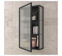 Armoire Murale à 3 étages avec Portes en Verre - Polyvalente Armoire Murale de présentation & Armoire à médicaments pour Salon, Chambre à Coucher, Cuisine, 35cm x 15cm x 60cm,Noir,Right Door