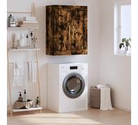 Armoire murale avec poignées élégantes en chêne fumé - Armoire murale intemporelle avec surface lisse en bois - Armoire suspendue blanche avec 3 compartiments pour une grande quantité