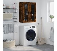 Armoire Murale avec Porte en Verre, Chêne Fumé, 69.5x34x90 cm, Rangement Élégant pour Salon et Chambre, Bibliothèque ou Buffet Haut, Design Moderne et Pratique sans Encombrement au Sol