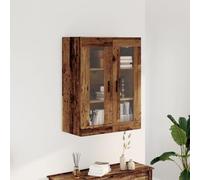 Armoire Murale avec Porte en Verre, Étagères de Rangement, Design Vieux Bois Antique 69,5x34x90 cm, pour Salon et Chambre, Meuble Suspendu Élégant et Pratique