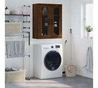 Armoire Murale avec Porte en Verre, Meuble de Rangement Salon Chambre, Bibliothèque Étagère en Chêne Brun 69.5x34x90 cm en Bois d'Ingénierie Durable, Design Élégant sans Encombrer l'espace au Sol