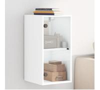 vidaXL Armoire murale avec portes en verre – Meuble de rangement suspendu, moderne, Blanc