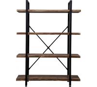 Armoire murale Bibliothèque ouverte design industriel en bois robuste 140 cm de hauteur noir
