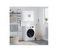 vidaXL Armoire Murale, Placard Suspendu avec Rangement, Meuble Flottant de Salon Salle de Séjour Intérieur, Moderne, Blanc Bois d'Ingénierie