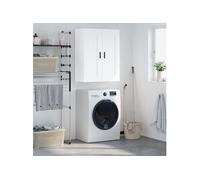 vidaXL Armoire murale — Placard suspendu, 3 compartiments, poignées, blanc bois d'ingénierie