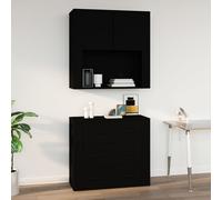 Vidaxl Armoire Murale Noir 80x33x80 Cm Bois D'ingénierie Marron