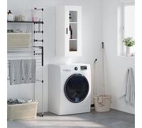 Armoire Murale Blanche avec Porte en Verre, Meuble de Rangement Élégant pour Salon et Chambre, 34.5x34x90 cm, Bois Ingénierie Durable, Design Suspendu Gain de Place