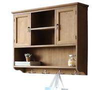 Armoire Murale Bois Massif avec Poignées Raffinées Armoire Pharmacie Murale Blanche Surface de Rangement sur Le Dessus Placard Suspendu avec Rangement Convient pour Le Salon, la Salle de Bain(Blue)