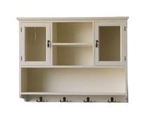 Armoire Murale Bois Massif avec Poignées Raffinées Armoire Pharmacie Murale Blanche Surface de Rangement sur Le Dessus Placard Suspendu avec Rangement Convient pour Le Salon, la Salle de Bain(Brown)