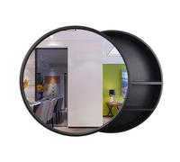 Armoire Murale Bois Massif Portes Coulissantes Armoire Toilette Miroir Rond avec Plusieurs Compartiments de Rangement Convient pour Les Serviettes, Les Gobelets(A,70 * 13.5 * 70cm)