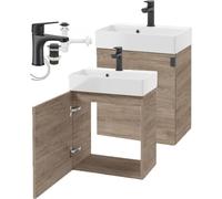 Armoire murale compacte de salle de bain Rockford chêne 60x50cm, lavabo et accessoires inclus