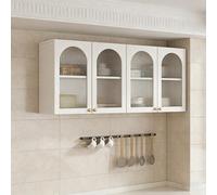 Armoire murale de cuisine avec deux étagères réglables, armoire à médicaments pour salle de bains, armoire murale avec porte en verre, le salon et la cuisine(160*60*30cm/63*23.6*11.8in)