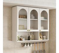 Armoire murale de cuisine avec deux étagères réglables, armoire à médicaments pour salle de bains, armoire murale avec porte en verre, le salon et la cuisine(90*80*30cm/35.4*31.5*11.8in)