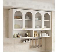 Armoire murale de cuisine avec deux étagères réglables, armoire à médicaments pour salle de bains, armoire murale avec porte en verre, le salon et la cuisine(140*80*40cm/55.1*31.5*15.7in)