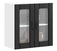 Armoire murale de cuisine avec porte en verre Lucca gris béton vidaXL