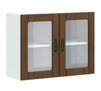 Armoire Murale de Cuisine Lucca Porte en Verre Chêne Marron | Bois d'ingénierie, surface lisse résistante à l'humidité, rangement bols assiettes casseroles, fixation murale incluse, vis