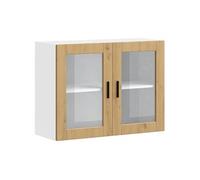 Armoire murale de cuisine porte en verre Porto chêne artisanal, meuble mural de cuisine, armoires murales avec 854096