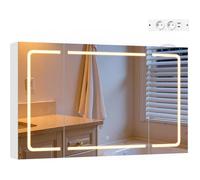Armoire murale de salle de bain 100x60x14 5 cm - 3 Portes - EUGAD - miroir LED - Éclairage tactile 3 couleurs