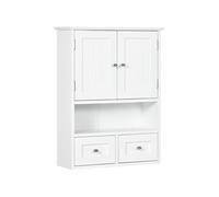 Armoire murale de salle de bain - 2 portes, 2 tiroirs, niche - MDF blanc
