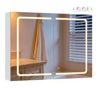 Armoire murale de salle de bain 80x14 5x60cm - EUGAD - miroir LED - Éclairage tactile 3 couleurs