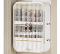 Armoire murale de salle de bain au-dessus des toilettes, organisateur d'armoire de salle de bain 3/4 couches de rangement, armoire murale en plastique avec portes transparentes, pas de perforation