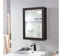 Armoire murale de salle de bain avec miroir, 1 porte, 2 niveaux de rangement, organisateur de médicaments moderne pour salle de bain et salon, blanc, 50 x 70 cm