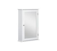 kleankin Armoire Murale de Salle de Bain avec Miroir - Armoire à Glace - Placard de Rangement Toilettes - 1 Porte, 2 étagères - Verre MDF Blanc