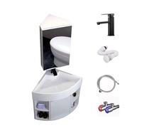 Armoire murale de salle de bain compacte avec lavabo et miroir, grand espace de rangement, design en aluminium, idéal pour les petits espaces