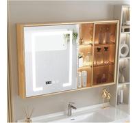 Armoire murale de salle de bain éclairée avec miroir de rangement LED - Design moderne Meridian gris - 88,9 cm de large - Organiseur de toilettes élégant et fonctionnel