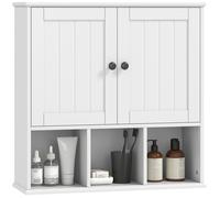 HOMCOM Armoire Murale de Salle de Bain, Meuble de Rangement Suspendu pour Salle de Bains avec 2 Portes, étagère réglable et Compartiments Ouverts, Meuble WC Suspendu, 60 x 19,5 x 60 cm, Blanc