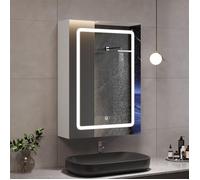 Armoire murale de salle de bain - LED Miroir - Blanc - 50x15x70 cm - 1 porte