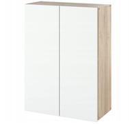Armoire Murale de Salle de Bain - Meuble de Rangement Étagère Suspendue en Chêne Sonoma et Blanc 60x80x30 cm