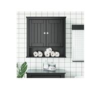 vidaXL Armoire murale de salle de bain BERG noir bois massif Marron