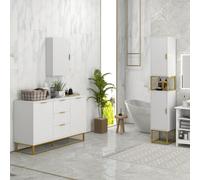 Armoire murale de salle de bain poignée métal doré mdf blanc