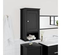 Armoire Murale de Salle de Bain Rangement Maison Noir Bois de Pin Massif vidaXL