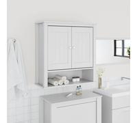 Vidaxl Armoire Murale De Salle De Bain Berg Blanc Bois Massif Blanc