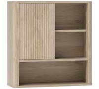 Armoire Murale De Salle De Bain Style Bohème Chic - Porte Coulissante, Étagère, Niche - Effet Bois Clair