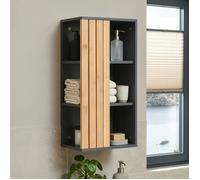 Armoire murale de salle de bain Svanes bambou 60 x 30 x 20 cm gris foncé naturel