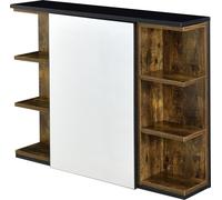 Armoire murale de salle de bains 64 x 80 x 20 cm Armoire de toilette avec porte et 3-3 étagères Armoire suspendue Panneau de particules Teinte bois foncé / noir
