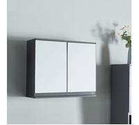 [en.casa] Armoire Murale de Salle de Bains Armoire de Toilette Placard Suspendu avec 2 Portes et Étagère Inférieure Meuble de Rangement Pharmacie Stockage Moderne Toilette MDF 60 x 20 x 50 cm Gris