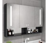 Armoire Murale De Toilette De Salle De Bain, Armoire De Toilette 100x68x13cm avec éclairage LED Et Interrupteur Tactile, Anti-buée, Espace De Rangement De L’Armoire De, A, 800 * 680 * 130mm