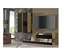 Armoire murale DUO 150 cm chêne artisan noir mat