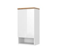 Vicco Armoire Murale de Salle de Bain Eden, Blanc Haute Brillance/Chêne Artisan, 40 x 77.5 cm avec 4 Compartiments