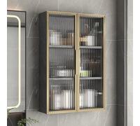 Armoire murale élégante en bois massif avec portes en verre pour articles de toilette, médicaments, chambre à coucher et cuisine