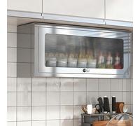 Armoire murale en acier inoxydable 304 épaissie avec armoire suspendue à porte rabattable,armoire de rangement murale sans perforation pour cuisine et salle de bain(70*22*34.5cm/27.6*8.7*13.6in)