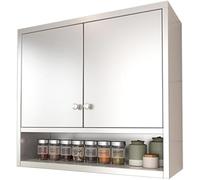 Armoire Murale en Acier Inoxydable à Double Porte, réglable, Gain de Place, idéale pour la Cuisine, la Salle de Bain et Le Salon, 80 x 30 x 70 cm, Finition argentée